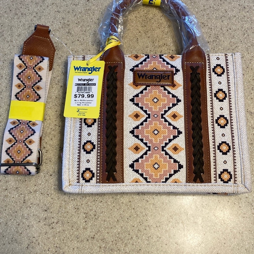 Wrangler Geometric Tan and Brown Shoulder Bag